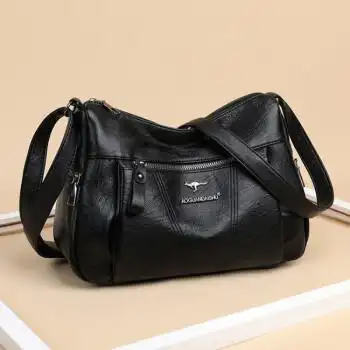 老年人包包女妈妈包时尚百搭婆婆包妈妈绣花包中老年人斜挎包软皮大