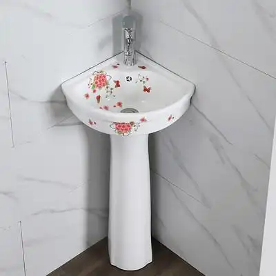 立柱盆小户型小卫生间洗手盆落地式厕所洗脸盆迷你一体洗手池简易