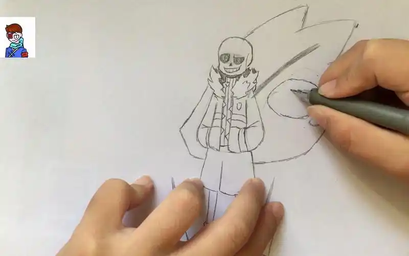 游戏插画sans传说之下ut同人绘画,小学生画画过程