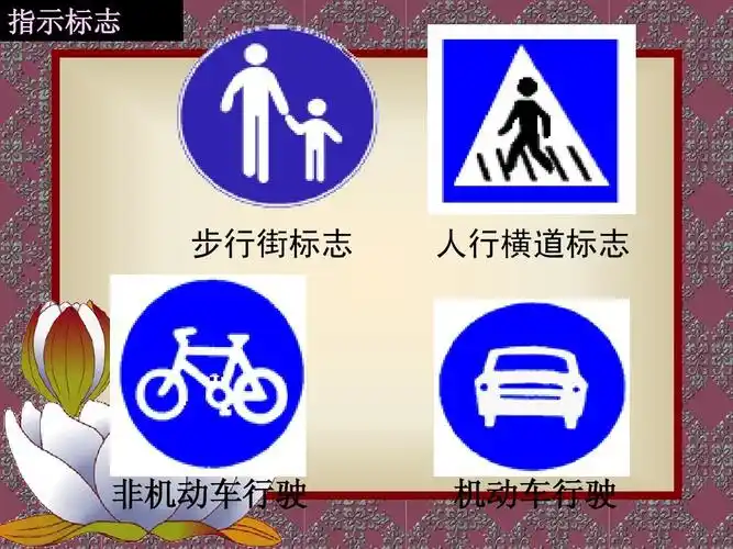 指示标志 步行街标志 人行横道标志 非机动车行驶 机动车行驶