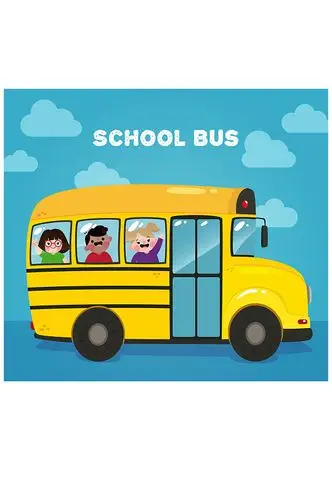 卡通黄色校车设计矢量素材-众图网