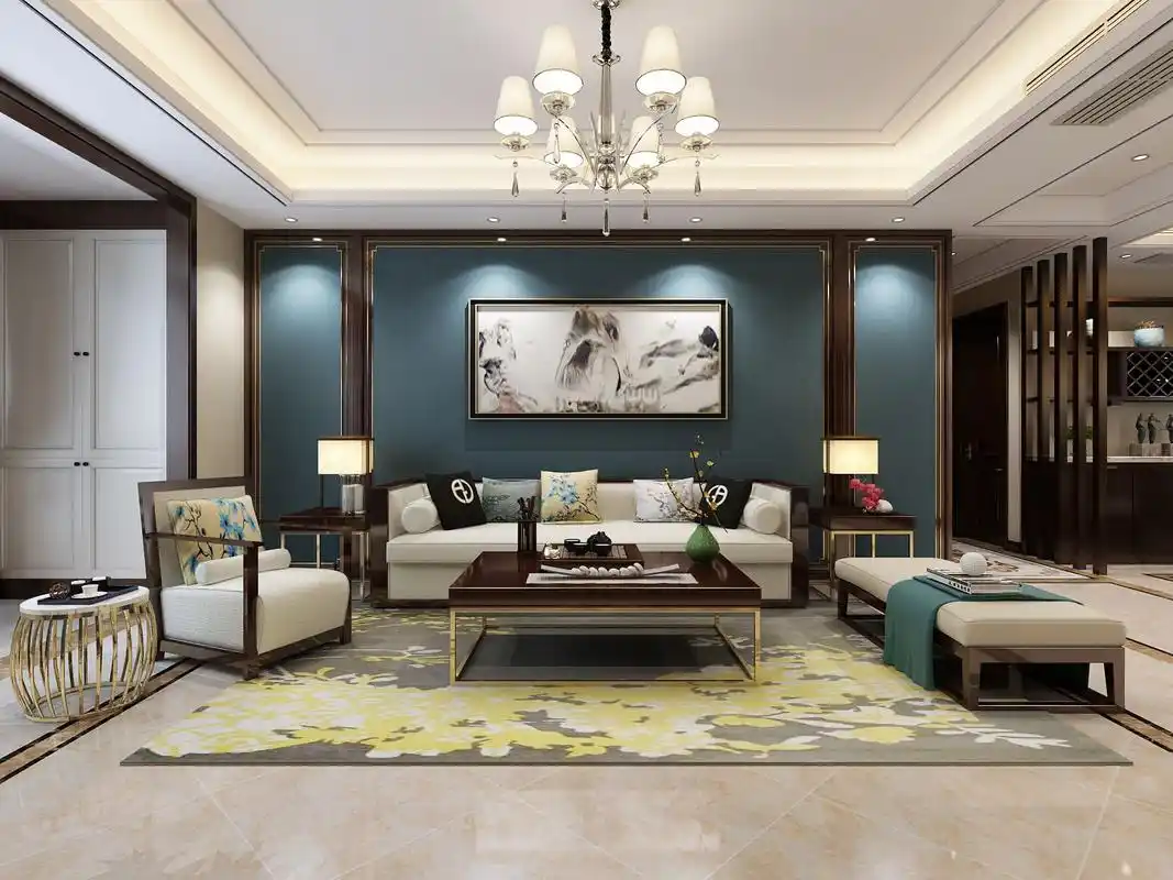 简约三居别墅小资80后白领新中式客厅