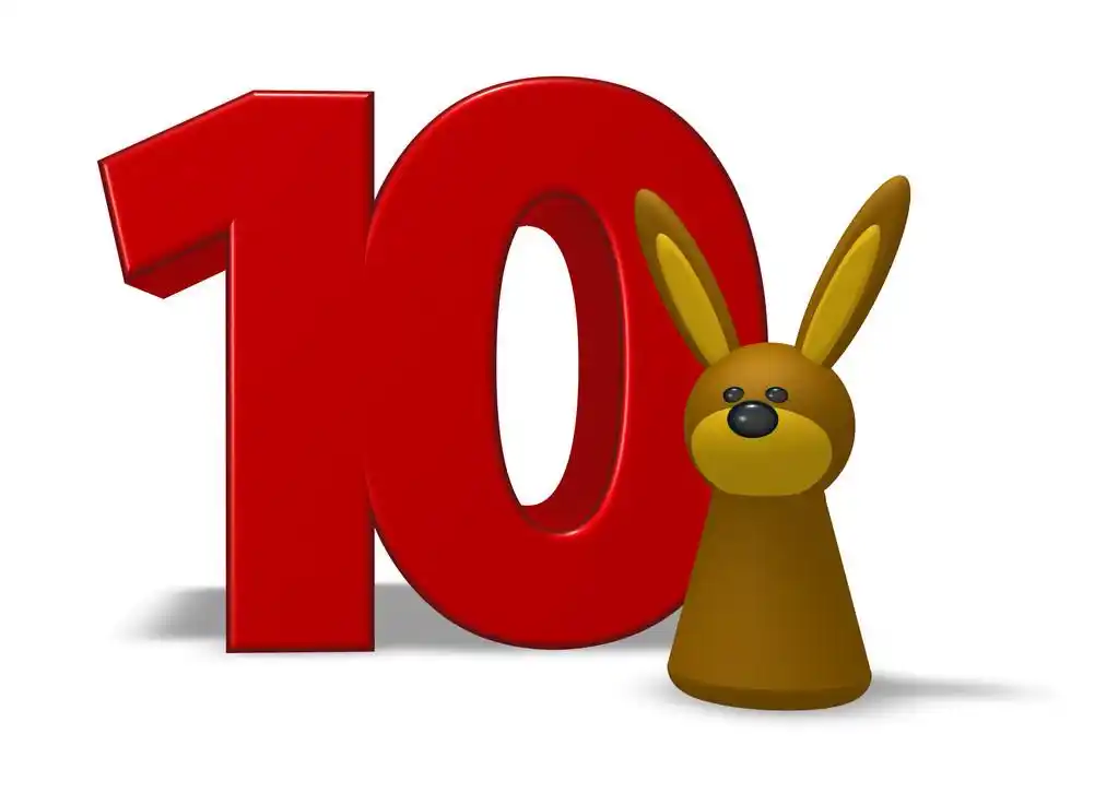 数字十,十号和兔子-三维图