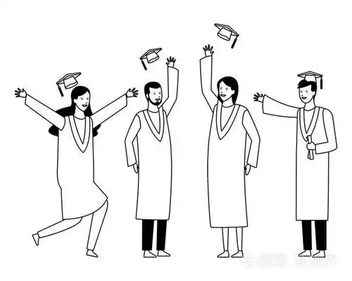毕业典礼上的人黑与白插画-正版商用图片18rcop-摄图新视界