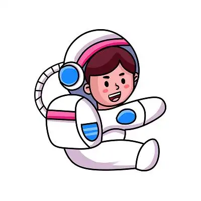 蓝色手绘卡通宇航员太空人元素png素材