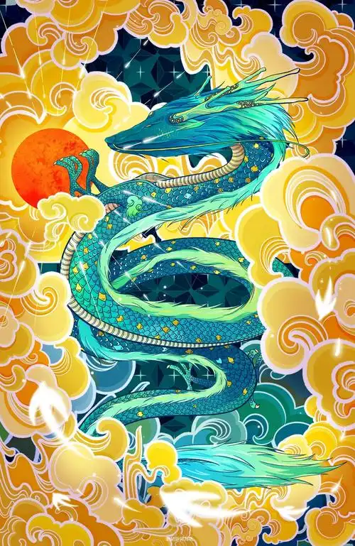 青龙插画图片壁纸