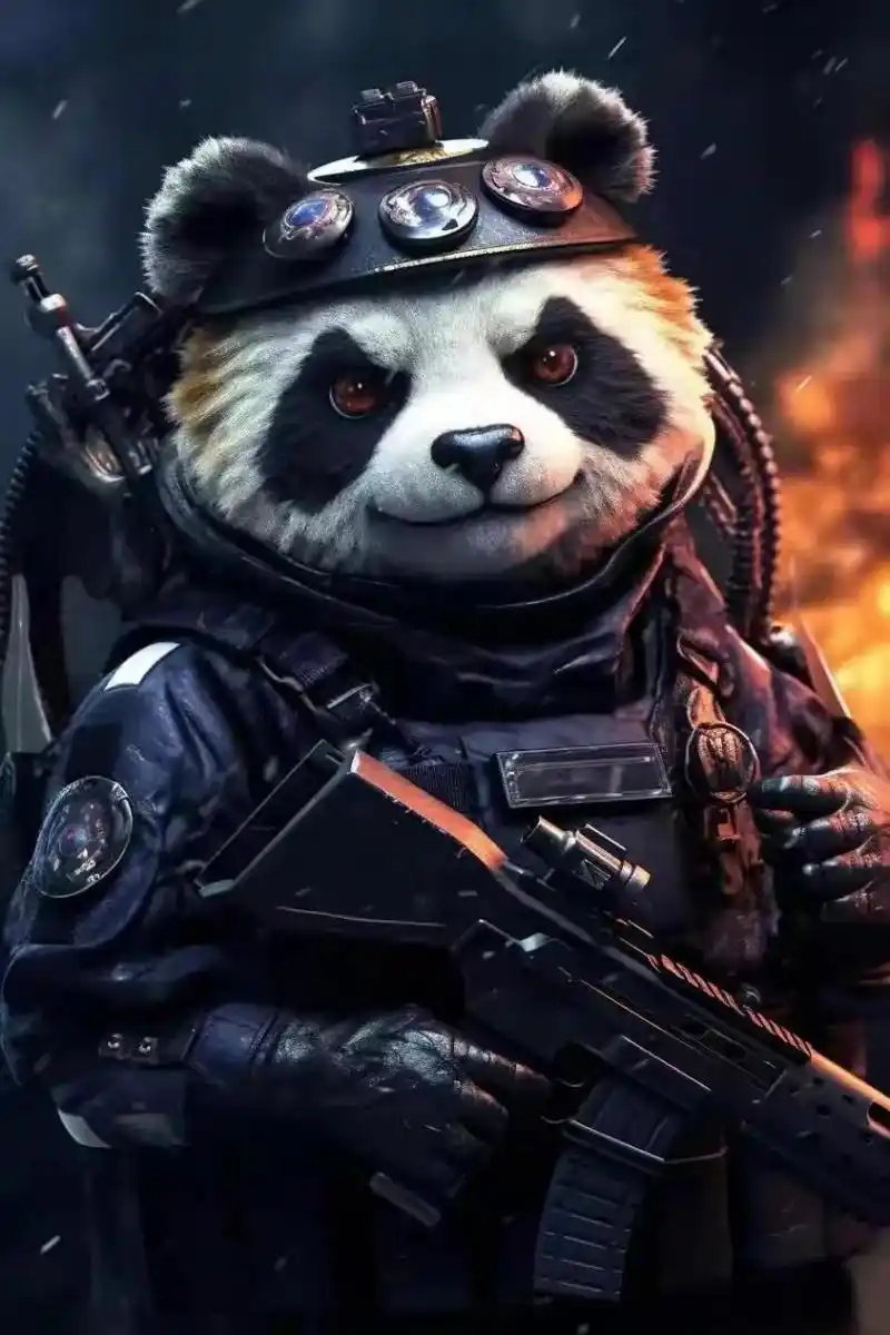 ai绘制的熊猫特种兵,是不是就是历史上的食铁兽,不再是"型肥硕似熊