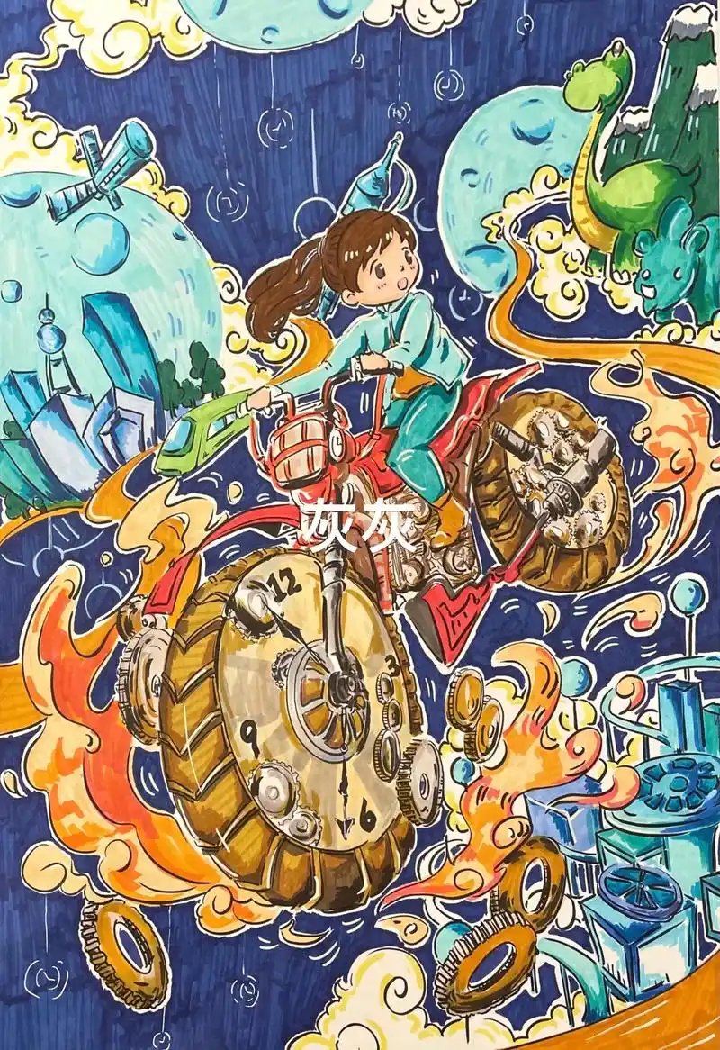 科幻画作品分享 #科幻画#人工智能#绘画比赛 - 抖音