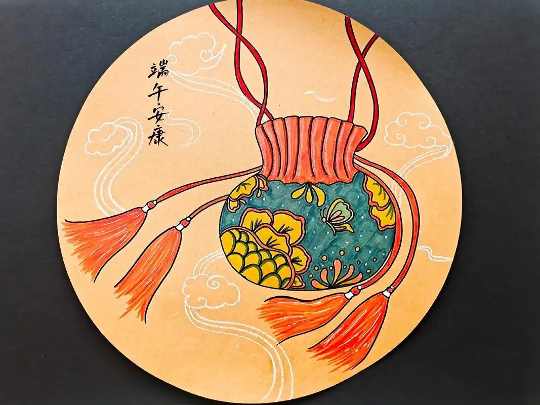 端午安康,一起画个香包吧#儿童画 #零基础学画画 #绘画 # - 抖音