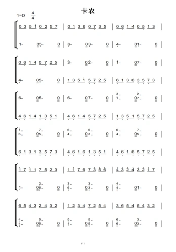卡农-超简单版 钢琴双手简谱 钢琴谱