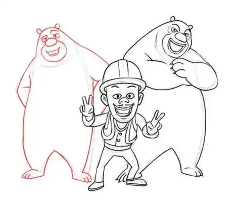 熊出没填色画第1页熊出没简笔画图片大全熊出没儿童熊出没q版熊大简笔