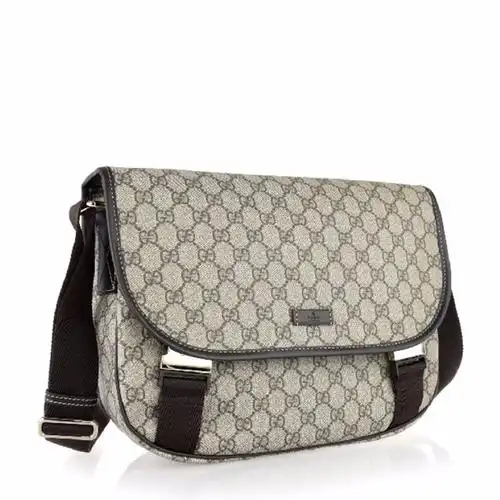 【包邮包税】gucci/古驰 男士经典双g棕色pvc单肩斜挎包 201732 kgdig