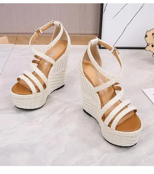 ideamini女士凉鞋616212035582 ideamini春夏超高跟坡跟16cm时尚交叉