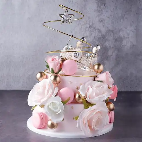 双层羽毛女王皇冠生日蛋糕模型仿真2020新款塑胶仿真水果