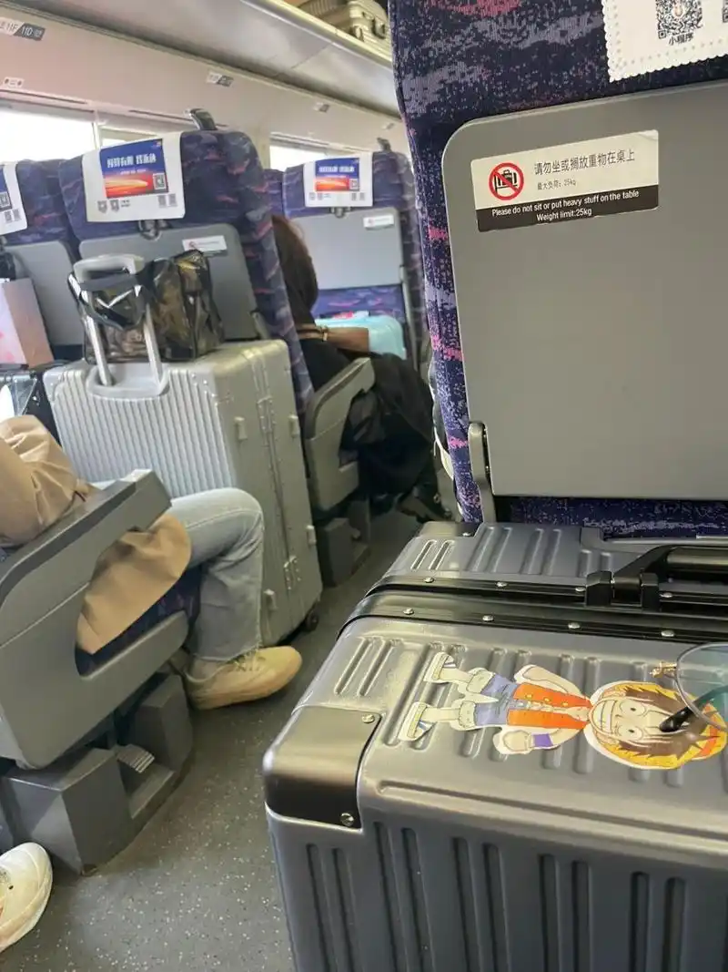 当代女大学生返校坐高铁没地方放行李箱 好苦恼,每回放假收假人都好多