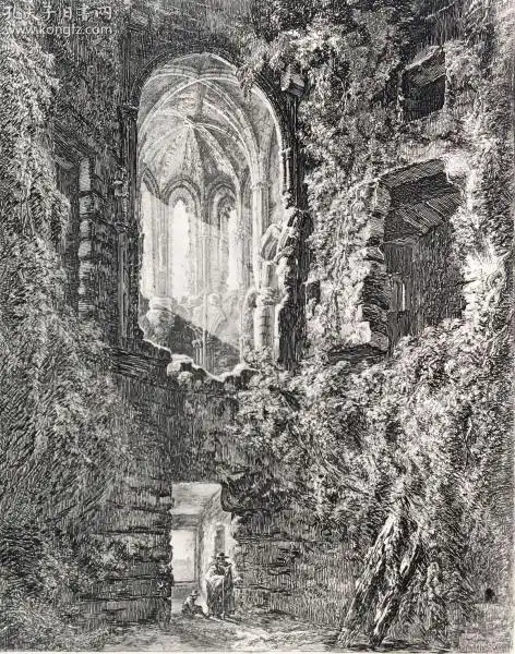 【大英博物馆藏画】"原创版画"1816年"古物与遗迹"系列巨幅蚀刻铜版画