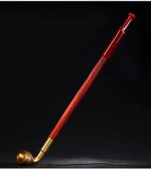 旱烟杆手工血檀木杆烟斗传统老式长红玛瑙嘴男士纯铜大烟锅子云南旱烟