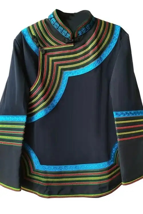 彝族服装男大凉山外套男彝家刺绣服饰套民族风演出服礼服含英雄带 玫