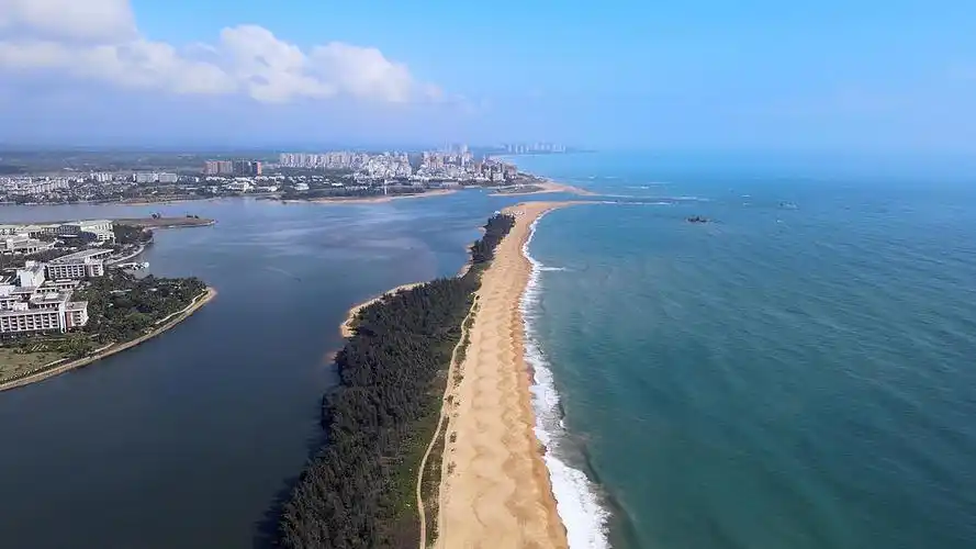 航拍琼海博鳌玉带滩沙滩4k