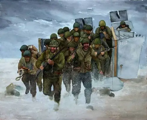 景林 《诺曼底登陆》 175x150cm 水彩