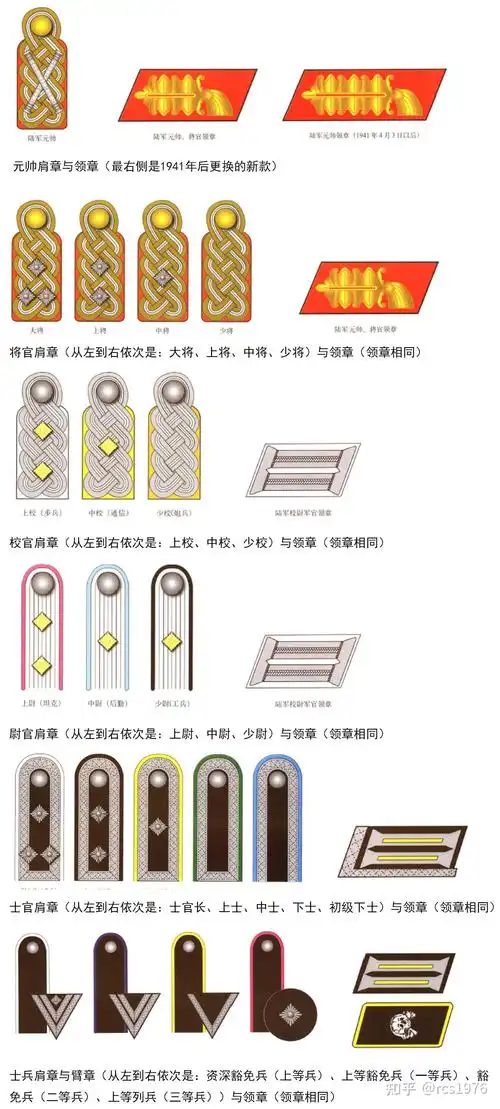 军衔及兵种色*所有排列由高到低进行展示*一, 国防军