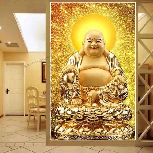 十字绣金身弥勒佛2021新款线绣竖版笑口常开大肚佛像十字秀自己绣