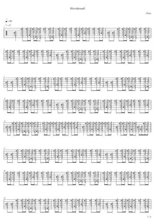 oasiswonderwall吉他谱