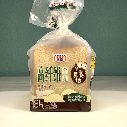 曼可顿高纤维全麦面包400g营养吐司早代餐健身饱腹零食品新款包装