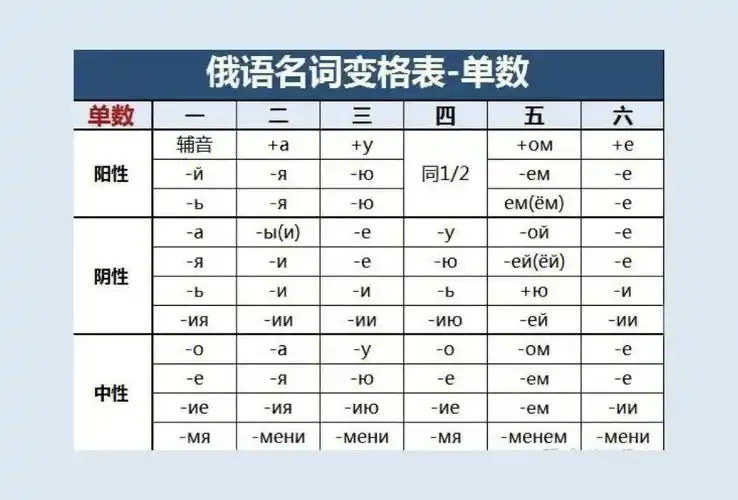 划重点俄语语法变格表大全一