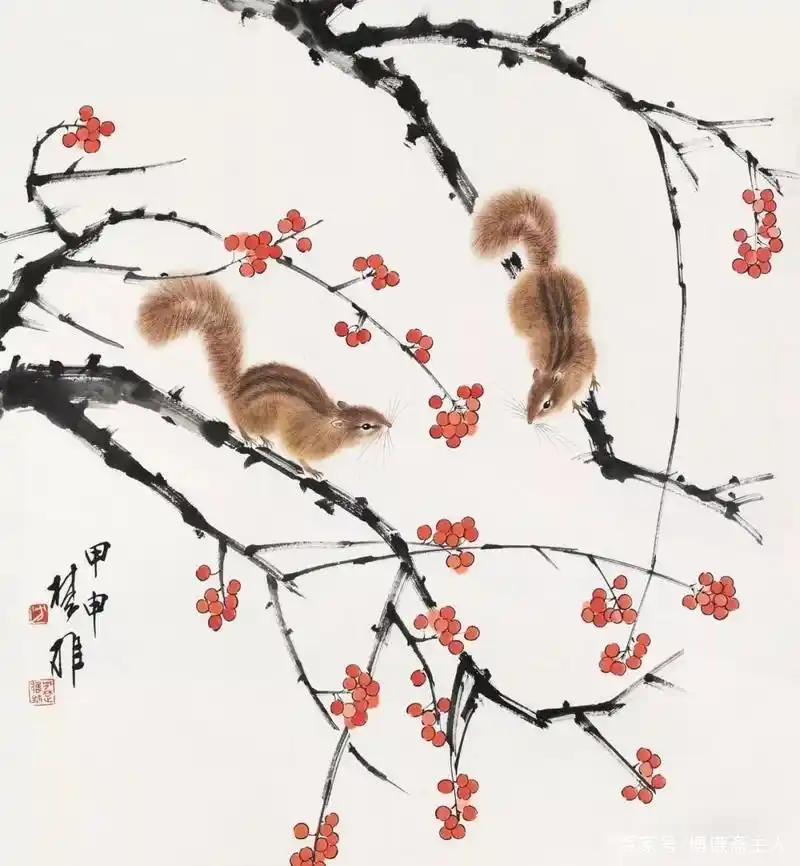 自然的精灵——方楚雄国画笔下乖巧机敏的小松鼠