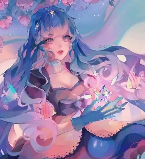 nayu绘制的梦幻动漫少女色彩斑斓,令人心动.