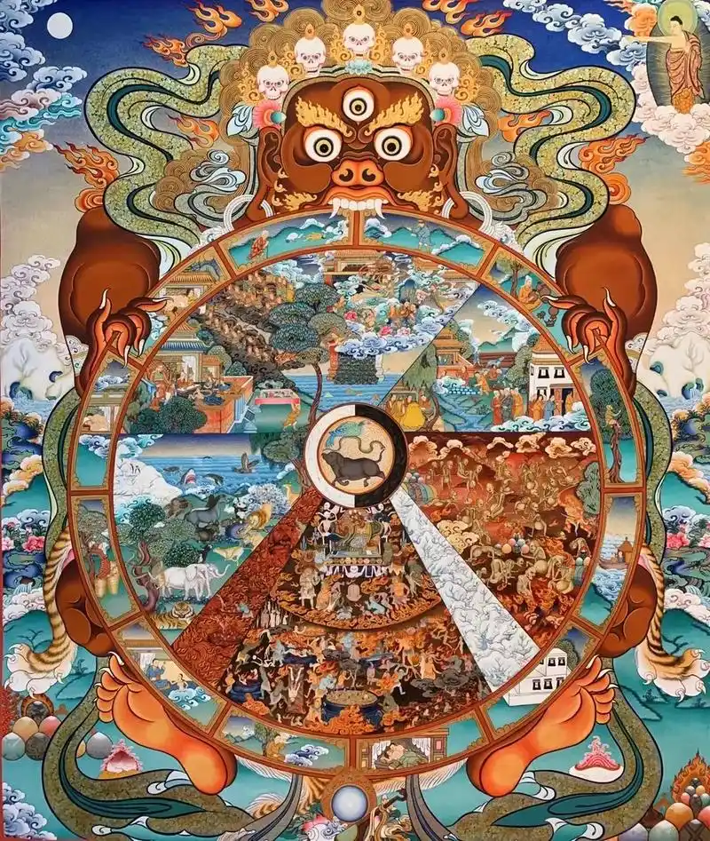 唐卡#见者好运见者发财 六道轮回唐卡代表作; 天道,人道, - 抖音