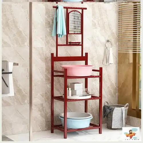 加固寝室新款镜面红色老式脸盆架农村支架宿舍