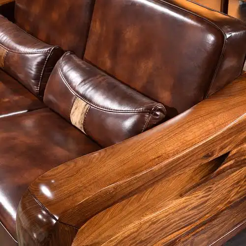 乌金金木实木沙发组合现代简约客厅新中式中式真皮实木沙发