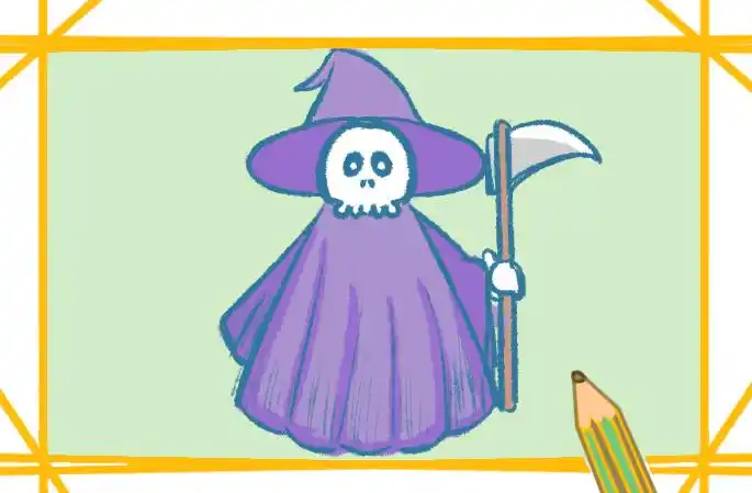 万圣节的死神简笔画教程好看的图片_美术加网校