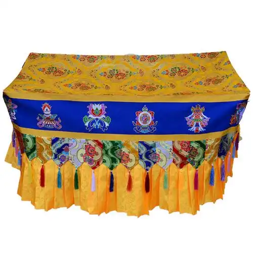 饰 藏式 绣八吉祥供佛桌围桌罩 佛台桌套法会签