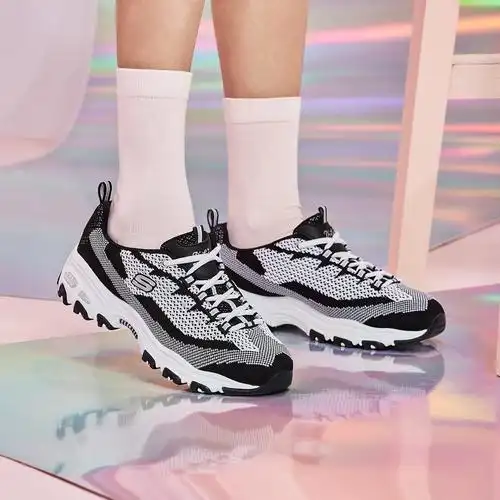 skechers 斯凯奇 女款时尚绑带休闲运动鞋 增高显瘦百搭熊猫鞋