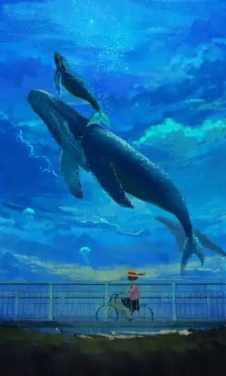 微信聊天背景图鲸鱼 免费下载 - cc手机壁纸