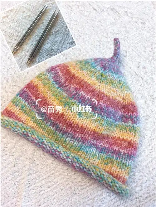 棒针编织彩虹精灵奶嘴帽附图解