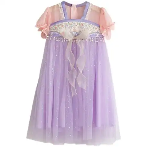 汉服女童夏款宝宝紫色超仙蝴蝶结齐胸襦裙小女孩汉服