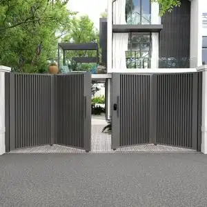 铝合金电动折叠双开大门不锈钢平移车库门户外乡村院子百叶庭院门