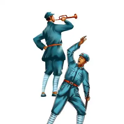 卡通父子超级英雄装扮素材七七事变元素天安门飘带英雄雕像边框png