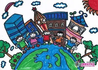 幼儿和谐家园简笔画