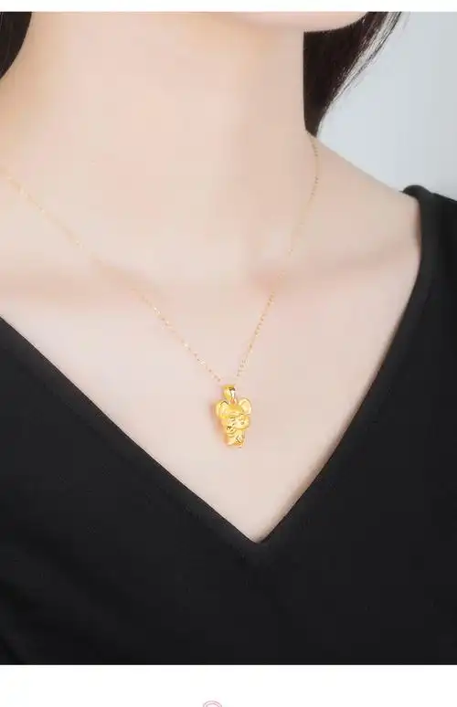 黄金吊坠3d硬金生肖鼠足金元宝鼠吊坠挂坠项链本命年礼物-雅蝶珠宝