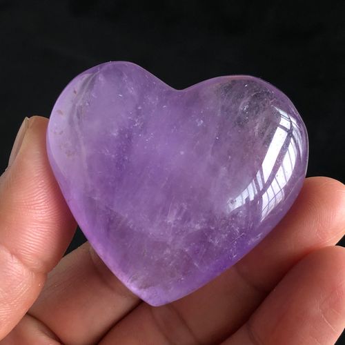 水玉冰魄天然紫水晶心形把玩水晶心手把晶体清透实物摆件