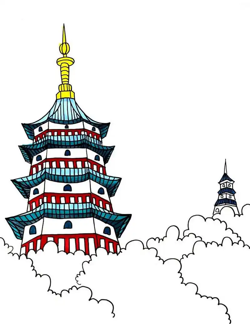 儿童画教程|古建筑之美-塔 98【塔】  要说到祖国大地上遗存最多的