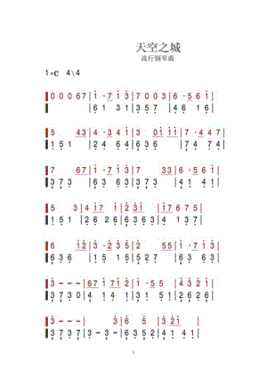 天空之城(钢琴简谱2页双手).doc