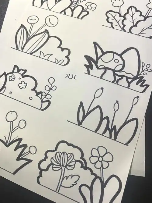 简笔画花丛2