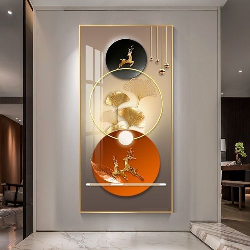 北欧晶瓷入户玄关装饰画竖版走廊过道壁画背景墙现代简约玄幻挂画