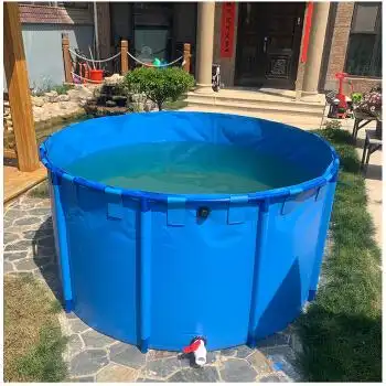 姒桀帆布鱼池圆形加厚带支架折叠养鱼池大型养殖塑料水池锦鲤暂养池